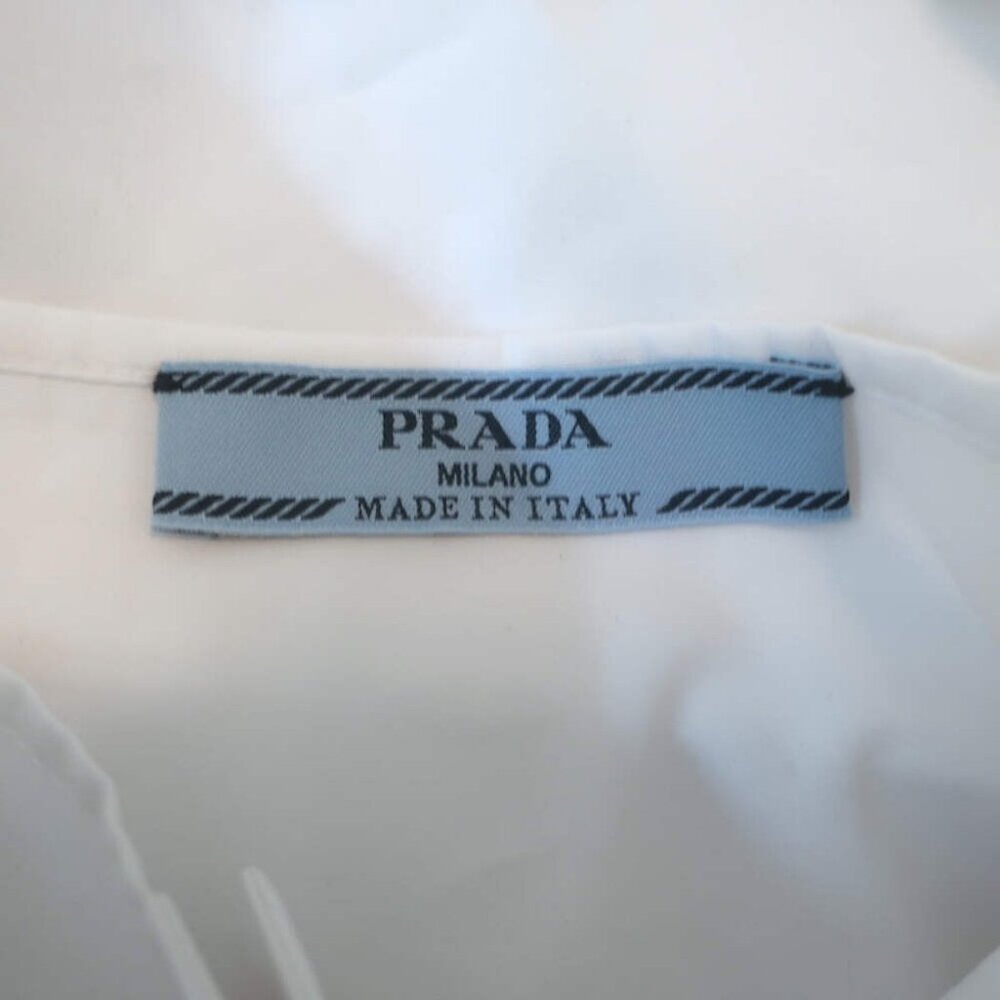 Prada Convertible Pleated Midi Dress White Cotton Poplin Size 40 NEW - Picture 9 of 9